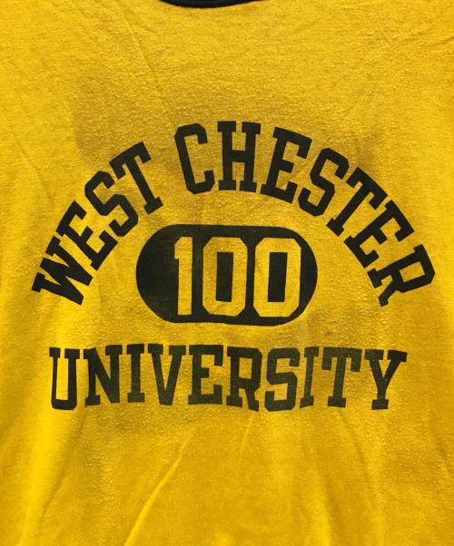 Champion（チャンピオン）Champion (チャンピオン) ダブルフェイスTEE イエロー×ネイビー サイズ:LARGEの古着・服飾アイテム