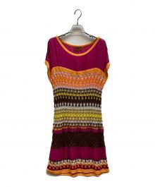 missoni（ミッソーニ）の古着「シルクコンビワンピース」｜オレンジ×パープル