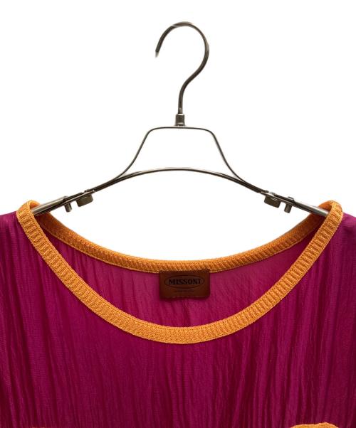 missoni（ミッソーニ）MISSONI (ミッソーニ) シルクコンビワンピース オレンジ×パープル サイズ:48の古着・服飾アイテム