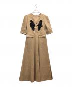HER LIP TOハーリップトゥ）の古着「Lace Motif Twill Long Dress」｜ベージュ