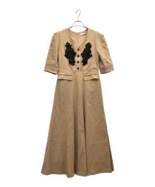 HER LIP TO（ハーリップトゥ）の古着「Lace Motif Twill Long Dress」｜ベージュ