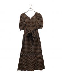 HER LIP TO（ハーリップトゥ）の古着「Istres Linen Mermaid Dress」｜ブラウン×ブラック