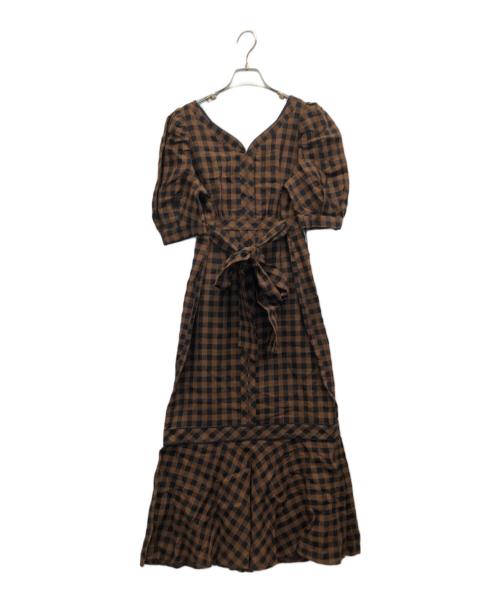 HER LIP TO（ハーリップトゥ）HER LIP TO (ハーリップトゥ) Istres Linen Mermaid Dress ブラウン×ブラック サイズ:M 未使用品の古着・服飾アイテム