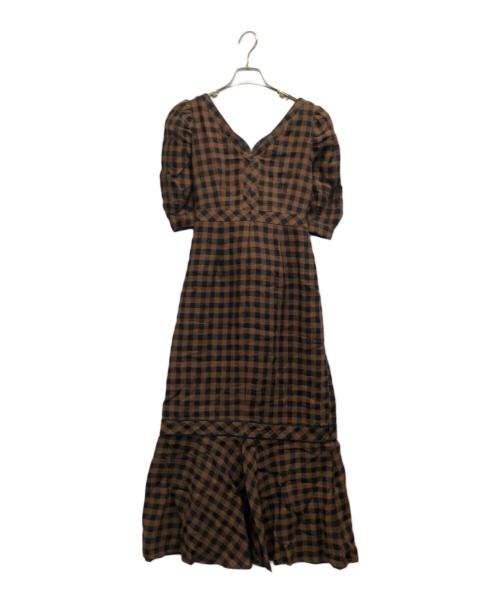 HER LIP TO（ハーリップトゥ）HER LIP TO (ハーリップトゥ) Istres Linen Mermaid Dress ブラウン×ブラック サイズ:M 未使用品の古着・服飾アイテム
