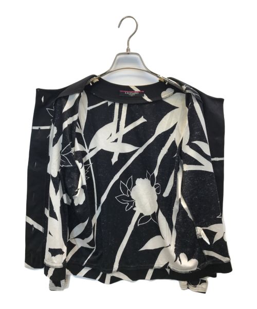 LEONARD（レオナール）LEONARD (レオナール) 総柄ジャージーカーディガン ブラック サイズ:Mの古着・服飾アイテム