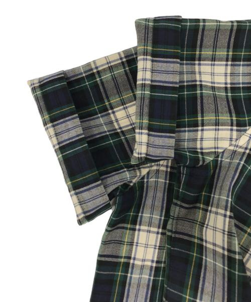 tricot COMME des GARCONS（トリココムデギャルソン）tricot COMME des GARCONS (トリココムデギャルソン) フリルデザインチェックブラウス グリーン サイズ:Mの古着・服飾アイテム