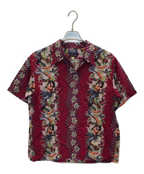 Dry Bones（ドライボーンズ）Dry Bones (ドライボーンズ) Rockin Jelly Bean (ロッキンジェリービーン) ガレージガールアロハシャツ レッド サイズ:40/Lの古着・服飾アイテム
