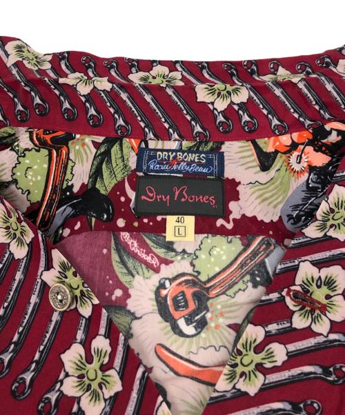 Dry Bones（ドライボーンズ）Dry Bones (ドライボーンズ) Rockin Jelly Bean (ロッキンジェリービーン) ガレージガールアロハシャツ レッド サイズ:40/Lの古着・服飾アイテム