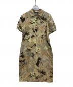 Salvatore Ferragamoサルヴァトーレ フェラガモ）の古着「総柄シルクシャツワンピース」｜ベージュ