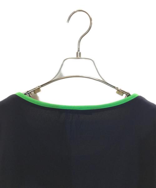 LEONARD（レオナール）LEONARD (レオナール) S/Sジャージーワンピース ネイビー×グリーン サイズ:2の古着・服飾アイテム