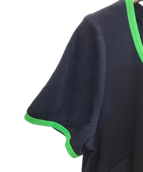 LEONARD（レオナール）LEONARD (レオナール) S/Sジャージーワンピース ネイビー×グリーン サイズ:2の古着・服飾アイテム
