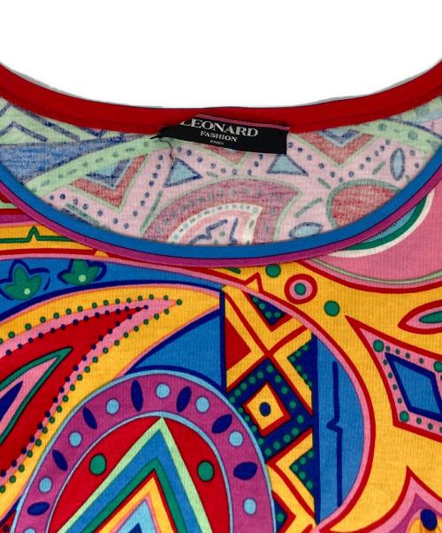 LEONARD（レオナール）LEONARD (レオナール) 総柄カットソー レッド×ピンク サイズ:LLの古着・服飾アイテム