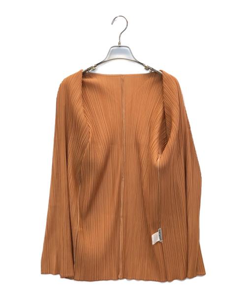 ISSEY MIYAKE（イッセイミヤケ）ISSEY MIYAKE (イッセイミヤケ) プリーツカーディガン オレンジ サイズ:Lの古着・服飾アイテム