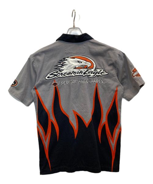 HARLEY-DAVIDSON（ハーレーダビッドソン）HARLEY-DAVIDSON (ハーレーダビッドソン) 刺繍オープンカラーシャツ グレー サイズ:Sの古着・服飾アイテム