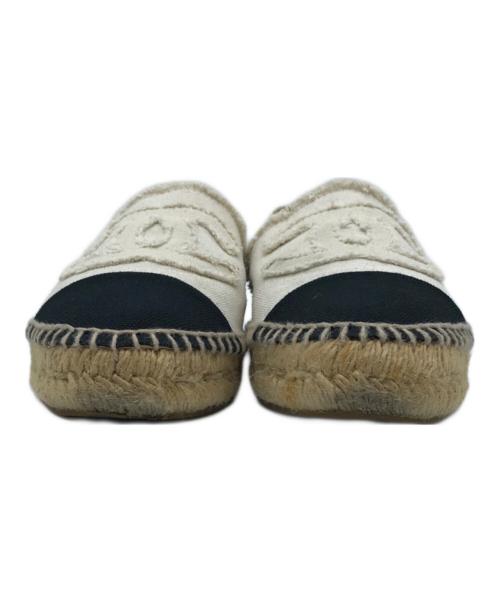 CHANEL（シャネル）CHANEL (シャネル) ココマーク キャンバス エスパドリーユ スリッポン ホワイト サイズ:-の古着・服飾アイテム