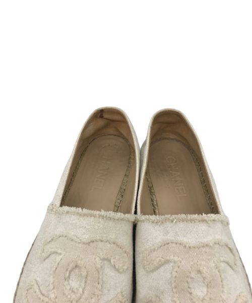 CHANEL（シャネル）CHANEL (シャネル) ココマーク キャンバス エスパドリーユ スリッポン ホワイト サイズ:-の古着・服飾アイテム