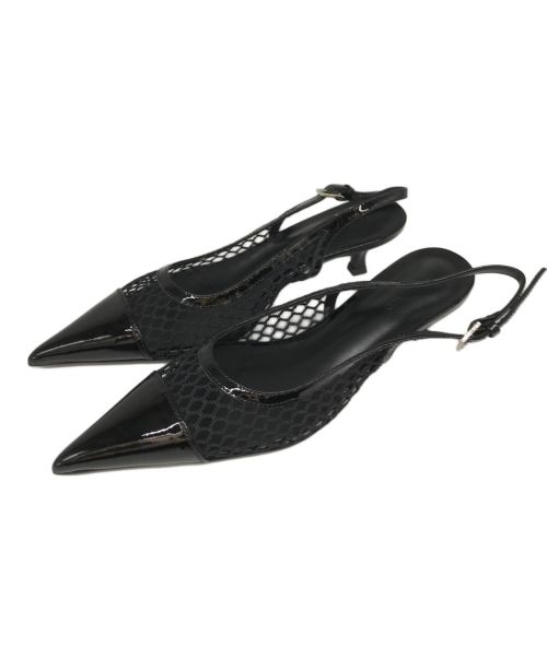 TONY BIANCO（トニービアンコ）TONY BIANCO (トニービアンコ) ポインテッドトゥメッシュミュール ブラック サイズ:6の古着・服飾アイテム