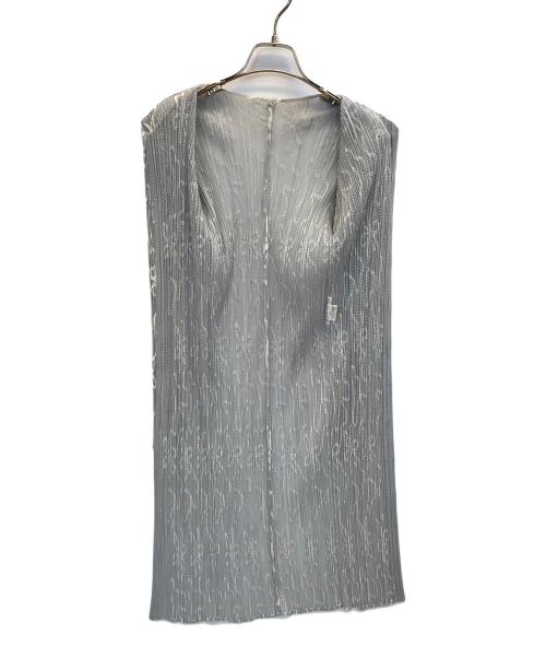 PLEATS PLEASE（プリーツプリーズ）PLEATS PLEASE (プリーツプリーズ) フラワーテープロングカーディガン グレー サイズ:4の古着・服飾アイテム