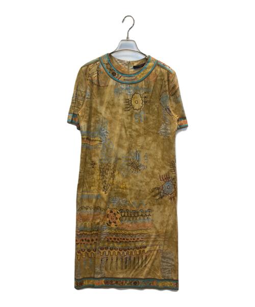 LEONARD（レオナール）LEONARD (レオナール) 総柄ワンピース ベージュ サイズ:Lの古着・服飾アイテム