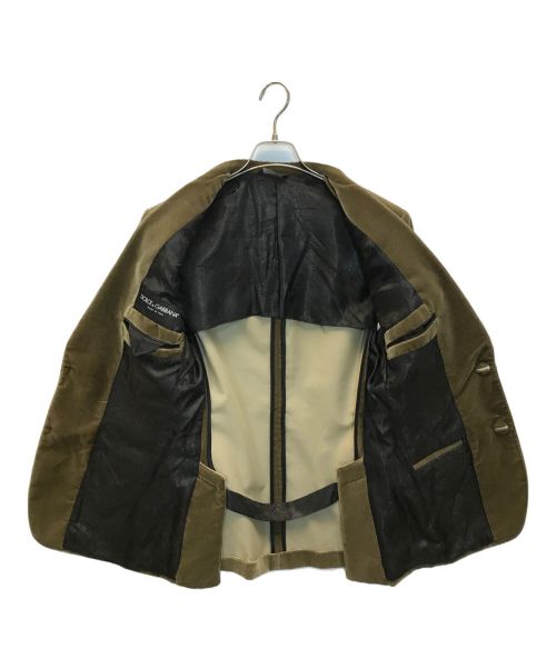 DOLCE & GABBANA（ドルチェ＆ガッバーナ）DOLCE & GABBANA (ドルチェ＆ガッバーナ) ベロア2Bジャケット ブラウン サイズ:44の古着・服飾アイテム