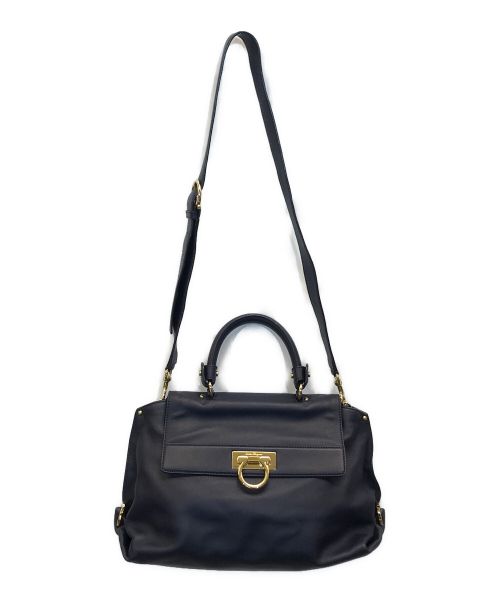 Salvatore Ferragamo（サルヴァトーレ フェラガモ）Salvatore Ferragamo (サルヴァトーレ フェラガモ) ソフィア ミディアム2WAYバッグ ネイビーの古着・服飾アイテム