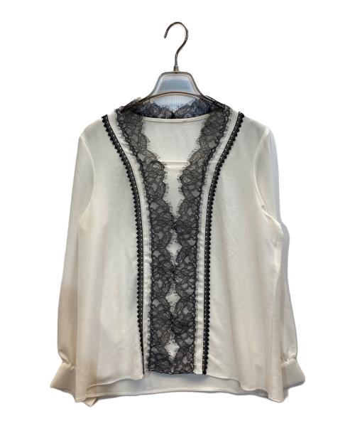 ANAYI（アナイ）ANAYI (アナイ) クレープジョーゼットレースブラウス ホワイト サイズ:38の古着・服飾アイテム