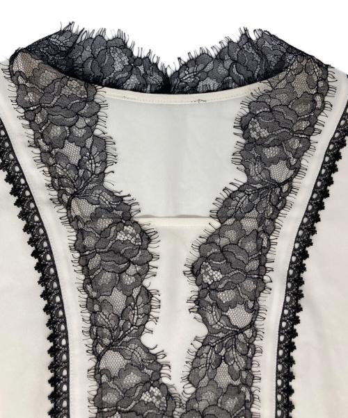 ANAYI（アナイ）ANAYI (アナイ) クレープジョーゼットレースブラウス ホワイト サイズ:38の古着・服飾アイテム