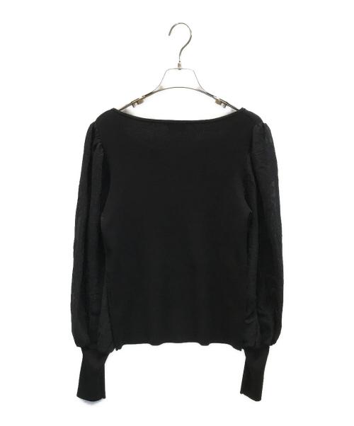 JILL STUART（ジルスチュアート）JILL STUART (ジルスチュアート) シフォンエンブロイダリーニットトップス ブラック サイズ:FRの古着・服飾アイテム