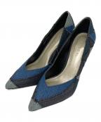 DIESELディーゼル）の古着「パッチワーク風ヒールパンプス」｜ブルー