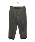 KOLORカラー）の古着「チュールレイヤードスラックス」｜ブラウン