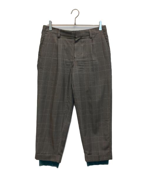 KOLOR（カラー）KOLOR (カラー) チュールレイヤードスラックス ブラウン サイズ:1の古着・服飾アイテム