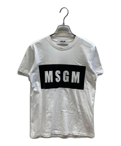 MSGM（エムエスジーエム）MSGM (エムエスジーエム) ボックスロゴTシャツ ホワイト サイズ:Sの古着・服飾アイテム