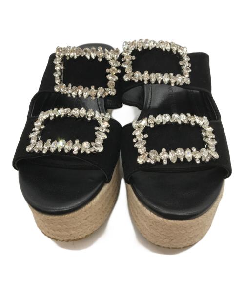 TSURU by MARIKO OIKAWA（ツルバイマリコオイカワ）TSURU by MARIKO OIKAWA (ツルバイマリコオイカワ) Deja ビジューサンダル ブラック サイズ:33の古着・服飾アイテム