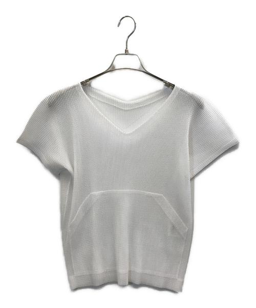 PLEATS PLEASE（プリーツプリーズ）PLEATS PLEASE (プリーツプリーズ) メッシュクロップドカットソー ホワイト サイズ:3の古着・服飾アイテム