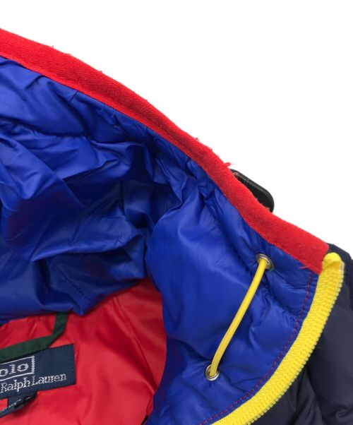 POLO RALPH LAUREN（ポロ・ラルフローレン）POLO RALPH LAUREN (ポロ・ラルフローレン) クッキーパッチダウンベスト ネイビー×レッド サイズ:Sの古着・服飾アイテム