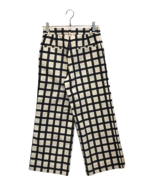 TOMORROW LAND（トゥモローランド）TOMORROW LAND (トゥモローランド) ドビータッターチェックワイドストレートパンツ ベージュ×ネイビー サイズ:36の古着・服飾アイテム