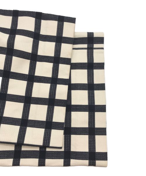 TOMORROW LAND（トゥモローランド）TOMORROW LAND (トゥモローランド) ドビータッターチェックワイドストレートパンツ ベージュ×ネイビー サイズ:36の古着・服飾アイテム