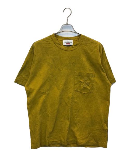 STONE ISLAND（ストーンアイランド）STONE ISLAND (ストーンアイランド) Supreme (シュプリーム) Dust Treatment Cotton T Shirt イエロー サイズ:Lの古着・服飾アイテム