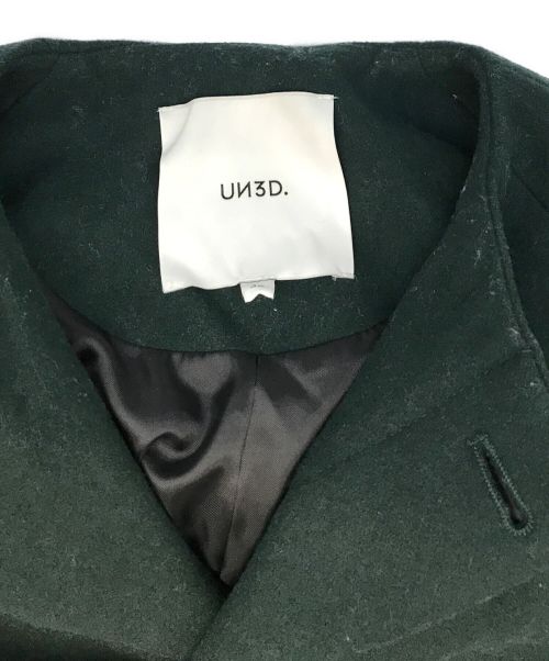 UN3D.（アンスリード）UN3D. (アンスリード) NO COLLAR CUFFS COAT グリーン サイズ:36の古着・服飾アイテム