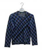 COMME des GARCONS HOMME PLUS EVER GREENコムデギャルソンオムプリュス エバーグリーン）の古着「ラインデザインチェックカットソー」｜ブルー