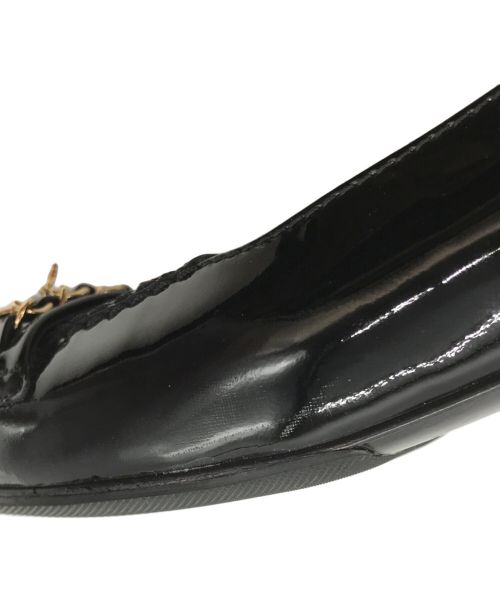 CHANEL（シャネル）CHANEL (シャネル) チェーンデザインパテントパンプス ブラック サイズ:36 1/2の古着・服飾アイテム