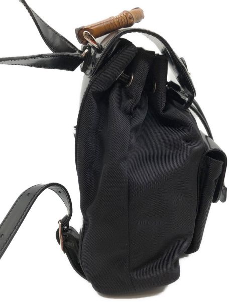 GUCCI（グッチ）GUCCI (グッチ) エナメル×ナイロンコンビ バンブーミニリュック ブラックの古着・服飾アイテム