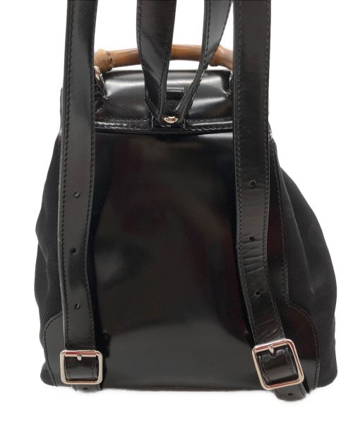 GUCCI（グッチ）GUCCI (グッチ) エナメル×ナイロンコンビ バンブーミニリュック ブラックの古着・服飾アイテム