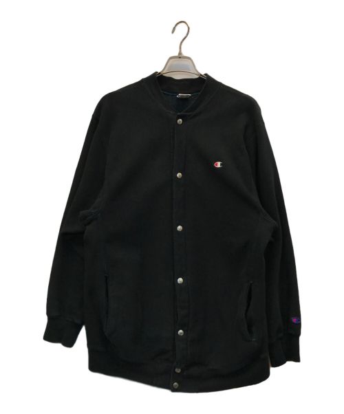 Champion REVERSE WEAVE（チャンピオン リバース ウィーブ）Champion REVERSE WEAVE (チャンピオン リバース ウィーブ) 90’S スナップボタンスウェットカーディガン ブラック サイズ:XLの古着・服飾アイテム