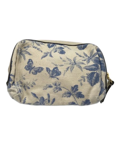 GUCCI（グッチ）GUCCI (グッチ) ハーバリウムコスメティックポーチ アイボリー×ブルーの古着・服飾アイテム