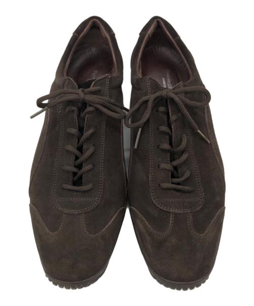 ERMENEGILDO ZEGNA（エルメネジルド・ゼニア）ERMENEGILDO ZEGNA (エルメネジルド・ゼニア) スエードローカットスニーカー ブラウン サイズ:6 1/2の古着・服飾アイテム