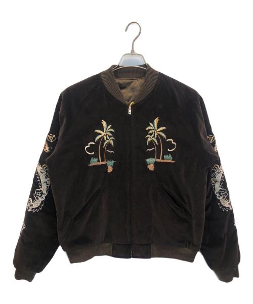 東洋エンタープライズ（トウヨウエンタープライズ）東洋エンタープライズ (トウヨウエンタープライズ) 別珍×サテンキルト リバーシブルスカジャン ブラウン×イエロー サイズ:Lの古着・服飾アイテム