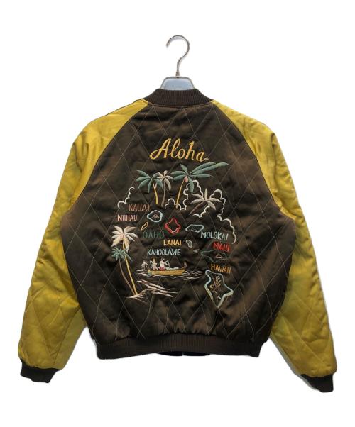 東洋エンタープライズ（トウヨウエンタープライズ）東洋エンタープライズ (トウヨウエンタープライズ) 別珍×サテンキルト リバーシブルスカジャン ブラウン×イエロー サイズ:Lの古着・服飾アイテム