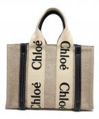 Chloeクロエ）の古着「ウッディ キャンバススモール ハンドバッグ」｜アイボリー×ネイビー