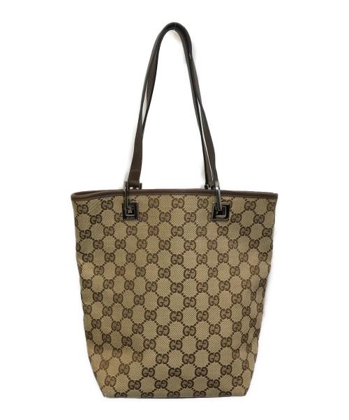 GUCCI（グッチ）GUCCI (グッチ) GGキャンバス トートバッグ ベージュ×ブラウンの古着・服飾アイテム